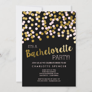 Rosa Guld Confetti Bachelorette Party Inbjudningar