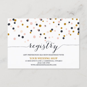 Rosa & Guld Confetti Dots Gift-registreringskort Tilläggskort