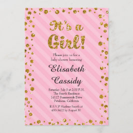 Rosa Guld Confetti Flicka Shower-inbjudan Inbjudningar
