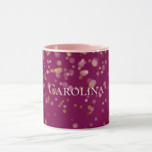 Rosa Guld Confetti Glam Dots Namn Mugg