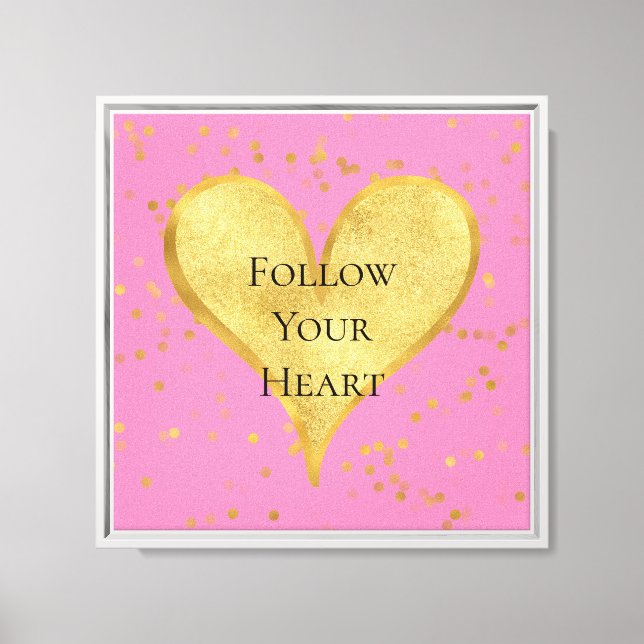 Rosa Guld Confetti Heart Canvastryck (Framsida)