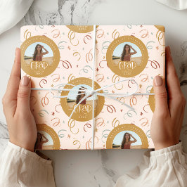 Rosa Guld Confetti klass 2025 Grad Photo Presentpapper