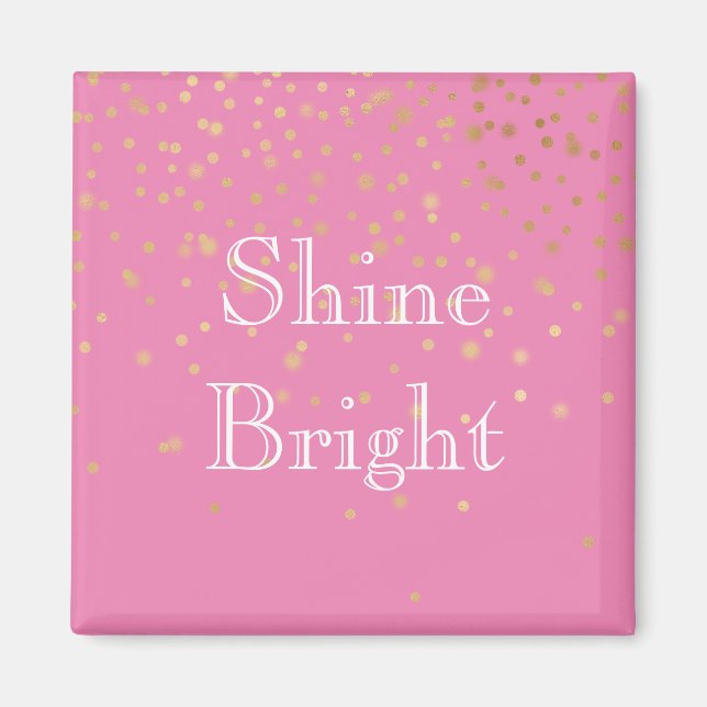 Rosa Guld Confetti Magnet (Framsidan)