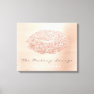 Rosa Guld Confetti Makeup Artist Grått Kiss Läppar Canvastryck