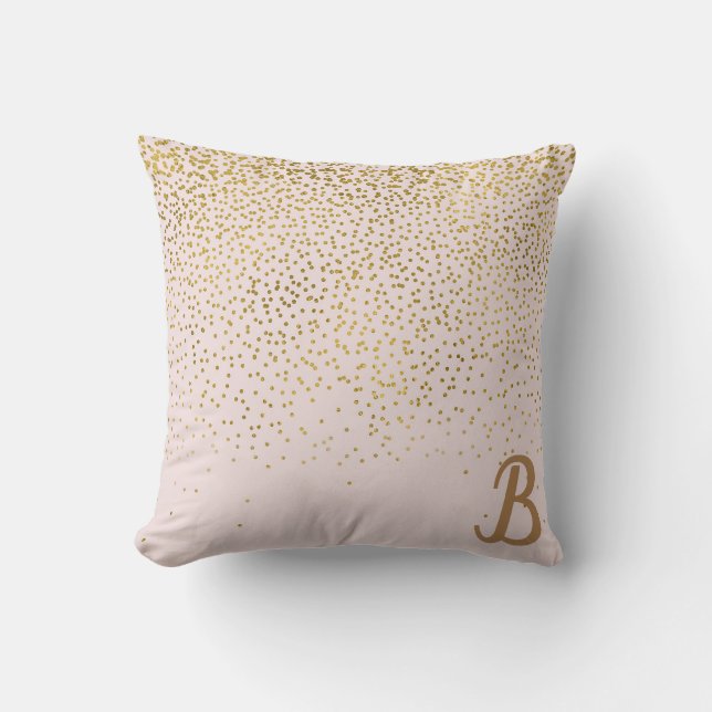  Rosa & Guld Confetti Modern Glam-Trendig Kudde (Framsida)