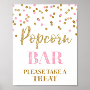 Rosa Guld Confetti Popcorn Pub-tecken Poster