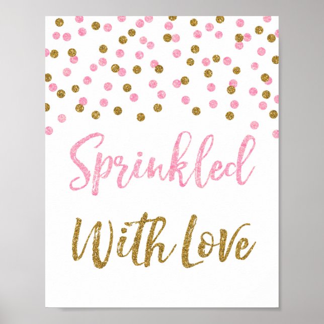 Rosa Guld Confetti Sprinkled med Kärlek-tecken Poster (Framsidan)