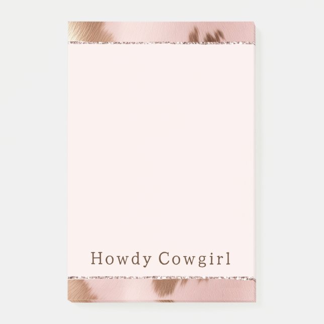  Rosa Guld Cowgirl Cowhide Post-it Block (Framsida)
