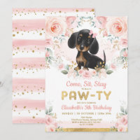 Rosa Guld Dachshund Girls Birthday Puppy Pet Hund