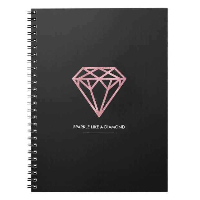 Rosa guld- diamant anteckningsbok med spiral (Framsidan)