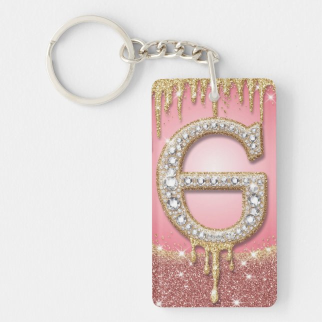 Rosa Guld Diamant Bokstav G Initial Present Till H (Framsidan)