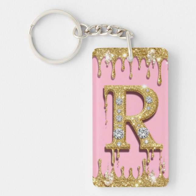 Rosa Guld Diamant Initial R Bokstav Present (Framsidan)