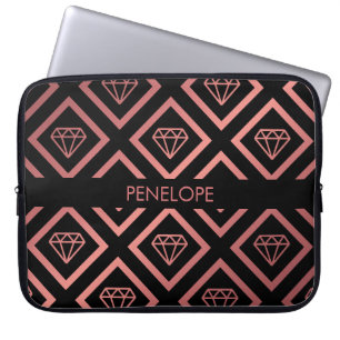 Rosa guld- diamantmönster laptop fodral