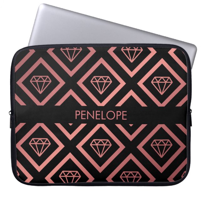 Rosa guld- diamantmönster laptop fodral (Framsidan)