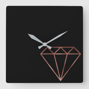 rosa guld- diamantsvart för elegant modern klar fyrkantig klocka