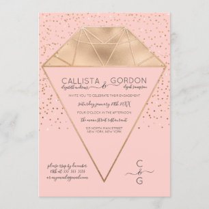 Rosa Guld Diamond Confetti Glitter Förlovning Inbjudningar