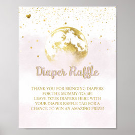 Rosa Guld Diaper Raffle Baby Shower Sign Sign Poster