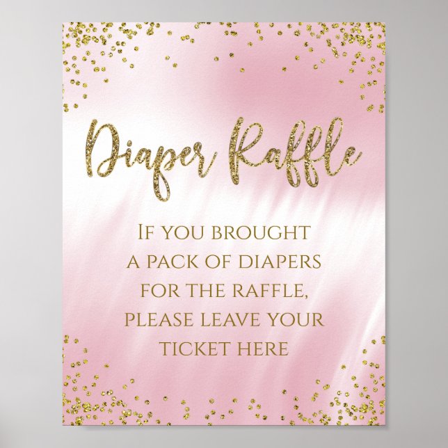 Rosa Guld Diaper Raffle Bord Sign Poster (Framsidan)