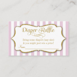 Rosa Guld Diaper Raffle Cards Girl Baby Shower Tilläggskort
