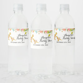 Rosa Guld Dino Girl Vattenflaska Label Vattenflaskor Etikett