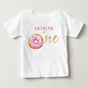 Rosa Guld Donut Sweet One Girl Birthday T Shirt