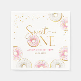 Rosa Guld Donuts Sweet One 1st Birthday Pappersservett