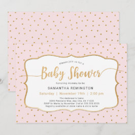 Rosa Guld Dot Girl Baby Shower Inbjudningar