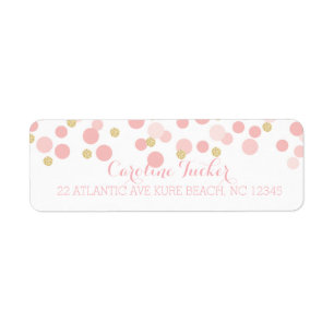 Rosa Guld Dots Baby Shower-adressetikett Returadress Etikett