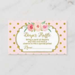 Rosa Guld Dots Baby Shower Diaper Raffle Card Tilläggskort