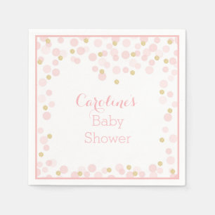 Rosa Guld Dots Baby Shower Napkin Pappersservett