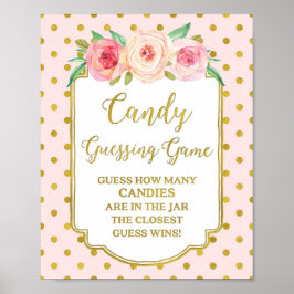 Rosa Guld Dots Candy Guessing Game Sign Poster