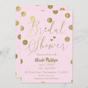 Rosa & Guld Dots Modern Glam Möhippa Inbjudningar