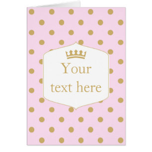 Rosa & Guld Dots Royal Krona Princess Fold Card OBS Kort