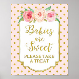 Rosa Guld Dots Spädbarn är Sweet Favors Sign Poster
