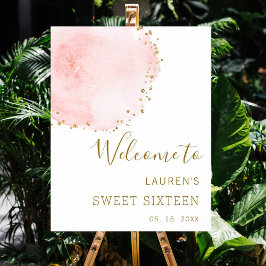Rosa Guld Dots Sweet sixteen Välkommen Poster