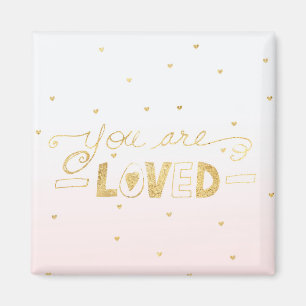 Rosa Guld Du är Loved Hearts Ombre Magnet