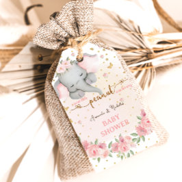  rosa-guld-elefantdusch i flicka presentetikett