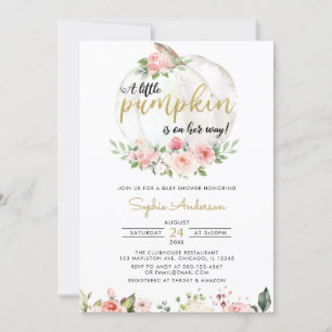 Rosa Guld Elegant A Little Pumpkin Baby Shower Inv Inbjudningar