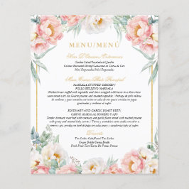 Rosa & Guld Elegant Bilingual Quinceañera Menu