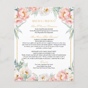 Rosa & Guld Elegant Bilingual Quinceañera Menu