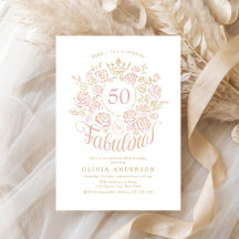 Rosa & Guld Elegant Blommig 50 & Fantastisk Födels
