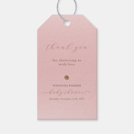 Rosa Guld Elegant Girl Winter Baby Shower Presentetikett