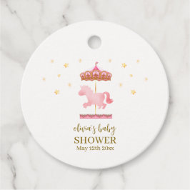 Rosa Guld Elegant Karousel Carnival Baby Shower Gåvor Etiketter