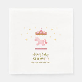 Rosa Guld Elegant Karousel Carnival Baby Shower Pappersservett