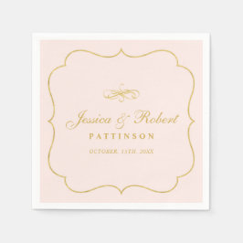 Rosa & Guld | Elegant Klassisk Bröllopsservett Pappersservett