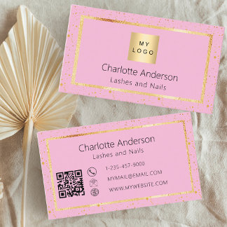 Rosa guld elegant logotyp modern QR-kod Visitkort