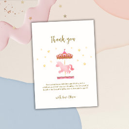 Rosa Guld Elegant Magic Carousel Baby Shower Tack Kort