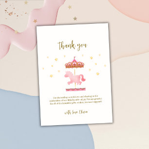 Rosa Guld Elegant Magic Carousel Baby Shower Tack Kort