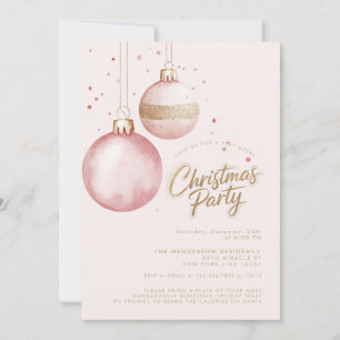Rosa Guld Elegant Ornamet jul Party Inbjudningar