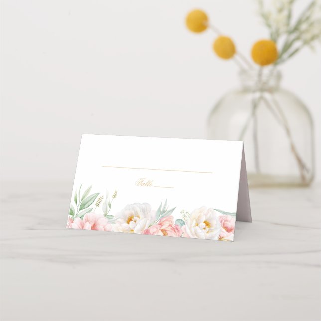 Rosa & Guld Elegant Quinceañera Placeringskort (Framsida)